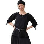 Schwarze 3/4-ärmelige Mittelalter Kostüme aus Baumwolle für Damen Größe L 