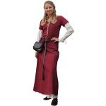 Dunkelrote Kurzärmelige Maxi Taillierte Kleider aus Canvas maschinenwaschbar für Damen Größe L 