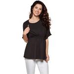 Schwarze Kurzärmelige Shirts für Schwangere aus Baumwolle für Damen Größe XL 