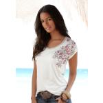 Beige Beachtime T-Shirts aus Viskose für Damen Größe S 