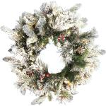 Beliani, Weihnachtsdeko, Weihnachtskranz weiß mit LED-Beleuchtung Schnee bedeckt ⌀ 55 cm WHITEHORN