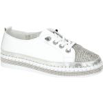 Weiße Bernie Mev Flache Sneaker mit Glitzer aus Glattleder mit herausnehmbarem Fußbett für Damen Größe 42 