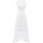 Reduzierte Weiße Kurzärmelige Ballkleider aus Spitze für Damen Größe 3 XL für die Hochzeitsgäste 