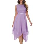 Lila Ärmellose Kurze Ballkleider Lavendel aus Spitze für Damen Größe L zur Hochzeit 