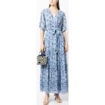 Reduzierte Pastellblaue Ted Baker V-Ausschnitt Damenkleider mit Puffärmeln aus Polyester 