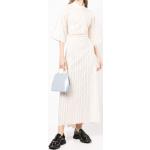 Reduzierte Weiße Wadenlange | Midi Stehkragen Frühlingskleider aus Baumwolle für Damen Größe XS 