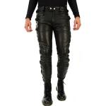 Schwarze Motorradhosen aus Leder für Herren Größe XL Weite 28, Länge 34 
