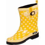 Gelbe Gepunktete Bockstiegel Blockabsatz Stiefel mit Schnallen aus Gummi wasserdicht für Kinder 