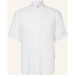 Weiße Kurzärmelige Bogner Button Down Hemden aus Leinen für Herren Größe M 