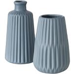 Blaue Skandinavische Boltze Vasensets matt aus Keramik 2 Teile 