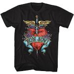Bon Jovi T-Shirt für Erwachsene, Herzmotiv, Schwarz - Schwarz - XX-Large
