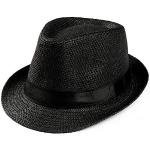 Schwarze Fedora Hüte aus Stroh für Damen Einheitsgröße 