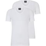 Reduzierte Weiße HUGO BOSS BOSS Black V-Ausschnitt V-Shirts aus Elastan für Herren Größe L 