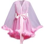Pastellrosa Sexy Langärmelige Brautkleider & Hochzeitskleider mit Gürtel aus Spitze Handwäsche für Damen Größe M zur Hochzeit 