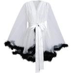 Weiße Sexy Langärmelige Brautkleider & Hochzeitskleider mit Gürtel aus Spitze Handwäsche für Damen Größe M zur Hochzeit 