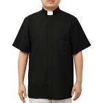 Schwarze Kurzärmelige Preacher Priester Kostüme Handwäsche für Herren 