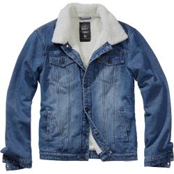 Brandit Jacke Sherpa Demin Jacket in Denim Blue-Off White-XXXL