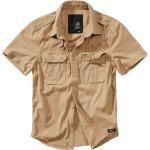 Reduzierte Braune Vintage Kurzärmelige Brandit Kurzarmhemden aus Baumwolle für Herren Größe 4 XL Große Größen 