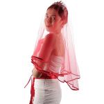 Brautschleier | Eleganter Brautschleier mit Taillengürtel, Kostüm für Hochzeit Henna Nacht, Rot/Ausflug, einfarbig (Getaway Solids), Standard