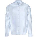 Hellblaue Langärmelige Brax Modern Button Down Hemden aus Leinen für Herren Größe XL 