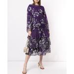 Reduzierte Violette Blumen Tellerröcke aus Polyester für Damen 