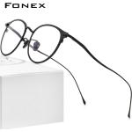 FONEX Acetat Titan Brillengestell Damen Runde Brille Herren Brille