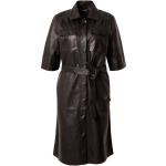 Schwarze Kurzärmelige Bruuns Bazaar Knielange Kleider mit Ärmel aus Lammleder für Damen Größe XS 