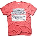Budweiser Offizielles Lizenzprodukt Label Herren T-Shirt (Rot-Heather), XXL