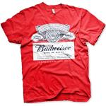 Budweiser Offizielles Lizenzprodukt Label Herren T-Shirt (Rot), L