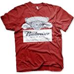 Budweiser Offizielles Lizenzprodukt Label Herren T-Shirt (Tango-Rot), XXL