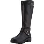 Schwarze Buffalo Blockabsatz Stiefel mit Absatz Reißverschluss aus Textil für Damen Größe 28 mit Absatzhöhe 5cm bis 7cm 