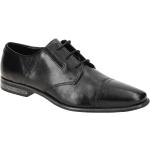 Schwarze Bugatti Fashion Derby Schuhe Schnürung mit herausnehmbarem Fußbett für Herren Größe 46 mit Absatzhöhe 5cm bis 7cm 