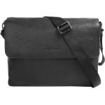 Schwarze Business Bugatti Fashion Citta Messenger Bags aus Leder mit Laptopfach für Damen 