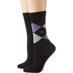 Burlington Damen Socken Everyday Mix, Vorteilspack - Raute und Uni, One Size, 36-41 Schwarz 4er Pack (2x2P)