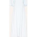 Hellblaue Maxi Cut Out Dresses mit Puffärmeln aus Popeline für Damen Größe XS 