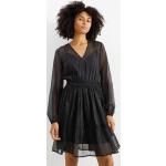 C&A Fit & Flare Kleid mit V Ausschnitt, Schwarz, Taille: 48