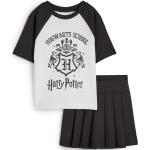 Schwarze Kurzärmelige C&A UNBRANDED Harry Potter Kindershirts mit Glitzer aus Jersey für Mädchen Größe 164 2 Teile 