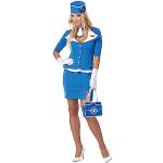 Blaue Retro Stewardess Kostüme für Damen Größe S 