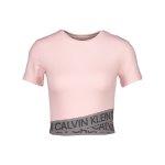 Pinke Klassische Kurzärmelige Calvin Klein T-Shirts aus Elastan für Damen Größe M 