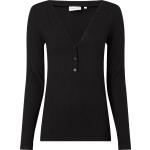 Schwarze Langärmelige Calvin Klein Henley Shirts aus Jersey für Damen Größe 5 XL Große Größen 