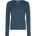 Blaue Rundhals-Auschnitt Rundhals-Pullover aus Baumwolle für Damen Größe 4 XL Große Größen 