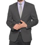 Calvin Klein Herren Anzug-Jacke Woll-Sakko Schlanke und Normale Größen Tate Fitted Grau meliert, Größe:47 (94 Schlanke Größe)