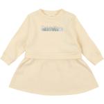 Graue Langärmelige Calvin Klein Jeans Mini Kinderkleider mit Glitzer aus Baumwolle für Babys Größe 56 