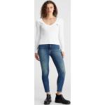 Reduzierte Weiße Langärmelige Calvin Klein Jeans V-Ausschnitt V-Shirts für Damen Größe M 