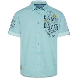 Camp David Herren Streifenhemd mit Rücken-Artwork Cool Mint XXXL