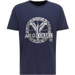 Carlo Colucci Herren T-Shirt mit silbernem 3D-Logo navy L