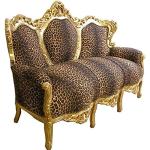 Goldene Barocke Casa Padrino Couchgarnituren & Sofagarnituren Leoparden aus Holz 