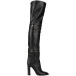 Reduzierte Schwarze Casadei Blockabsatz Stiefel mit Absatz Reißverschluss aus Leder für Damen Größe 36 
