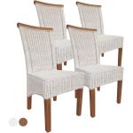 casamia Esszimmer Stühle Set Rattanstühle Perth 4 Stück weiß Esstisch Stühle Korbstühle nachhaltig Kissen: ohne Sitzkissen