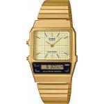 Goldene Elegante Casio Armbanduhren aus Gold mit Analog-Zifferblatt mit Alarm 